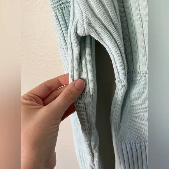 TheOpen Product Blue V Neck Ribbed Sweater Bell Sleeves Women's Size S - Picture 13 of 13